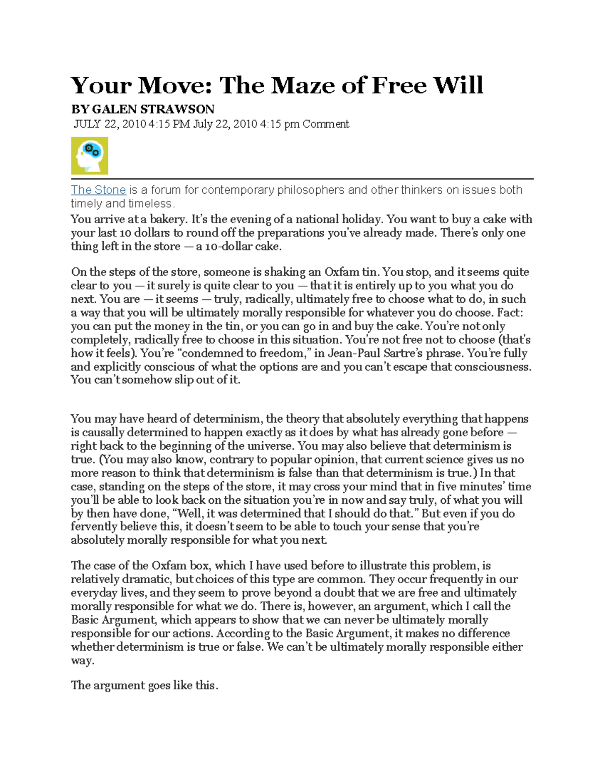 Maze of free will - This was part of an assignment - Your Move: The ...