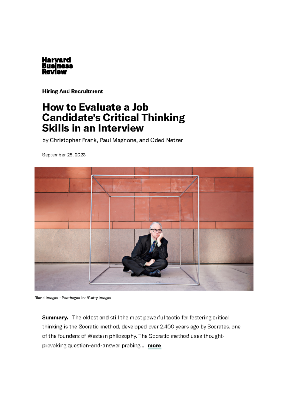 how to evaluate critical thinking in an interview