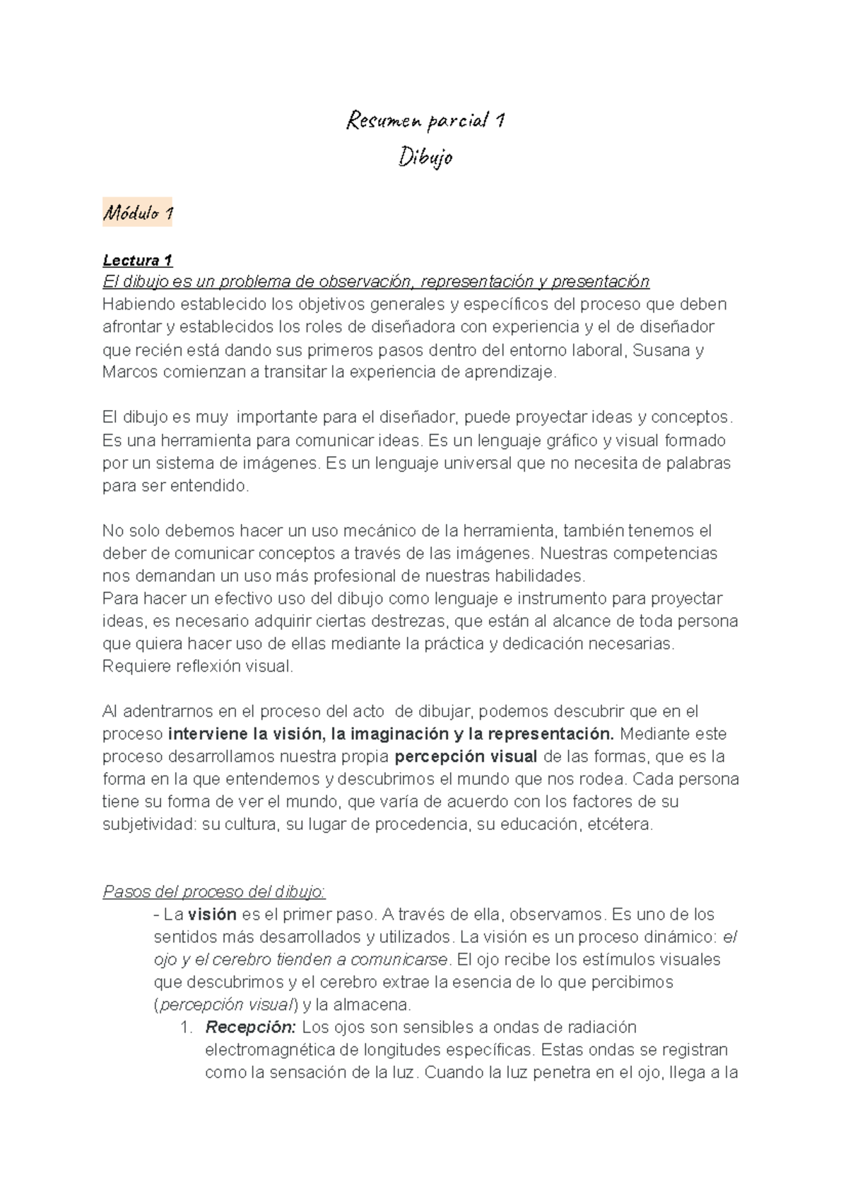 Resumen Parcial 1 Dibujo - Resumen parcial 1 Dibujo Módulo 1 Lectura 1 ...