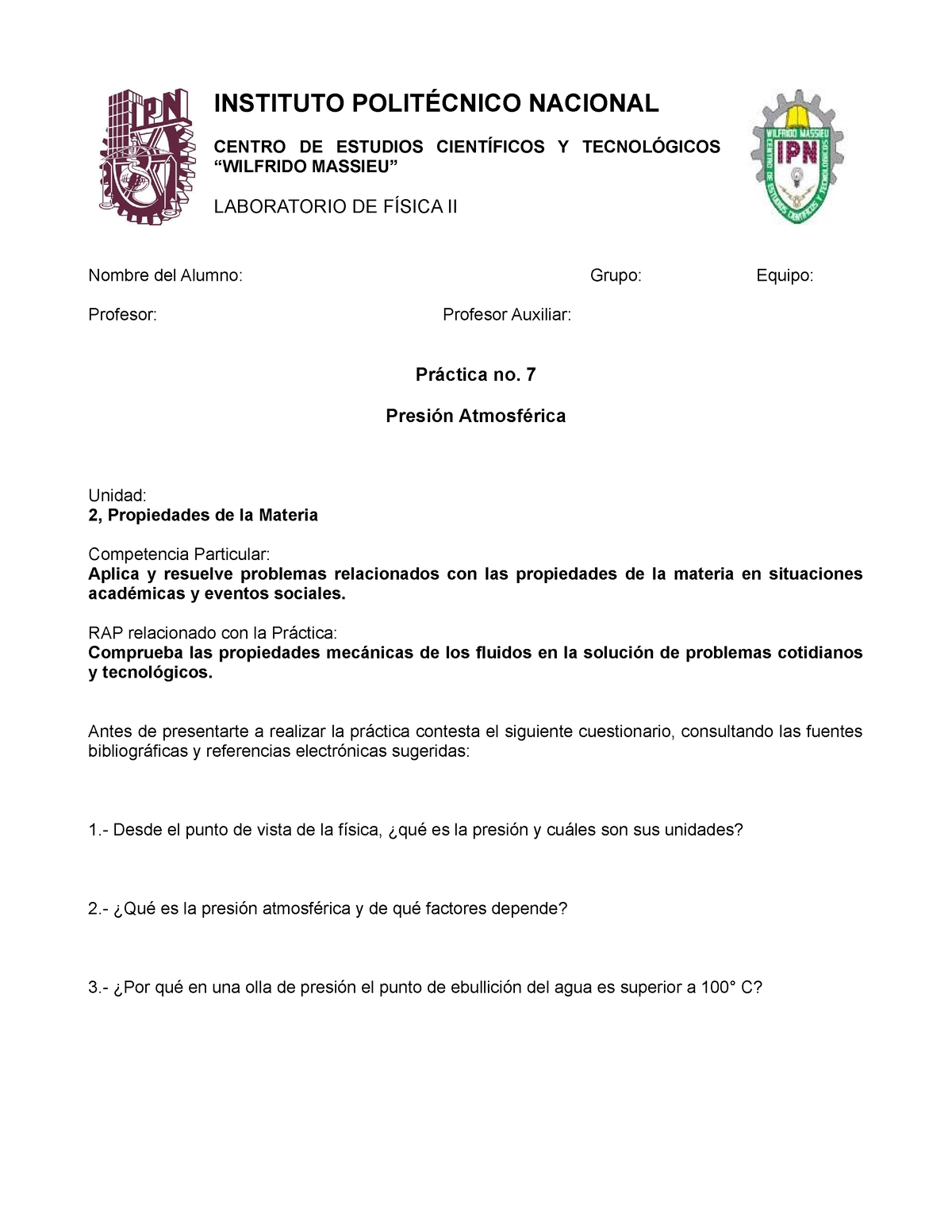 CUestionario Previo Practica 7 - INSTITUTO POLITÉCNICO NACIONAL CENTRO ...