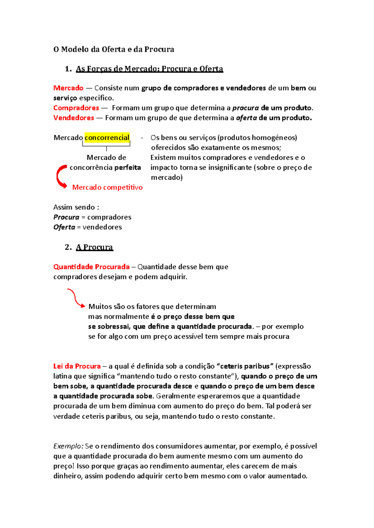 Microeconomia tema 1 - O Modelo da Oferta e da Procura 1. As Forças de ...