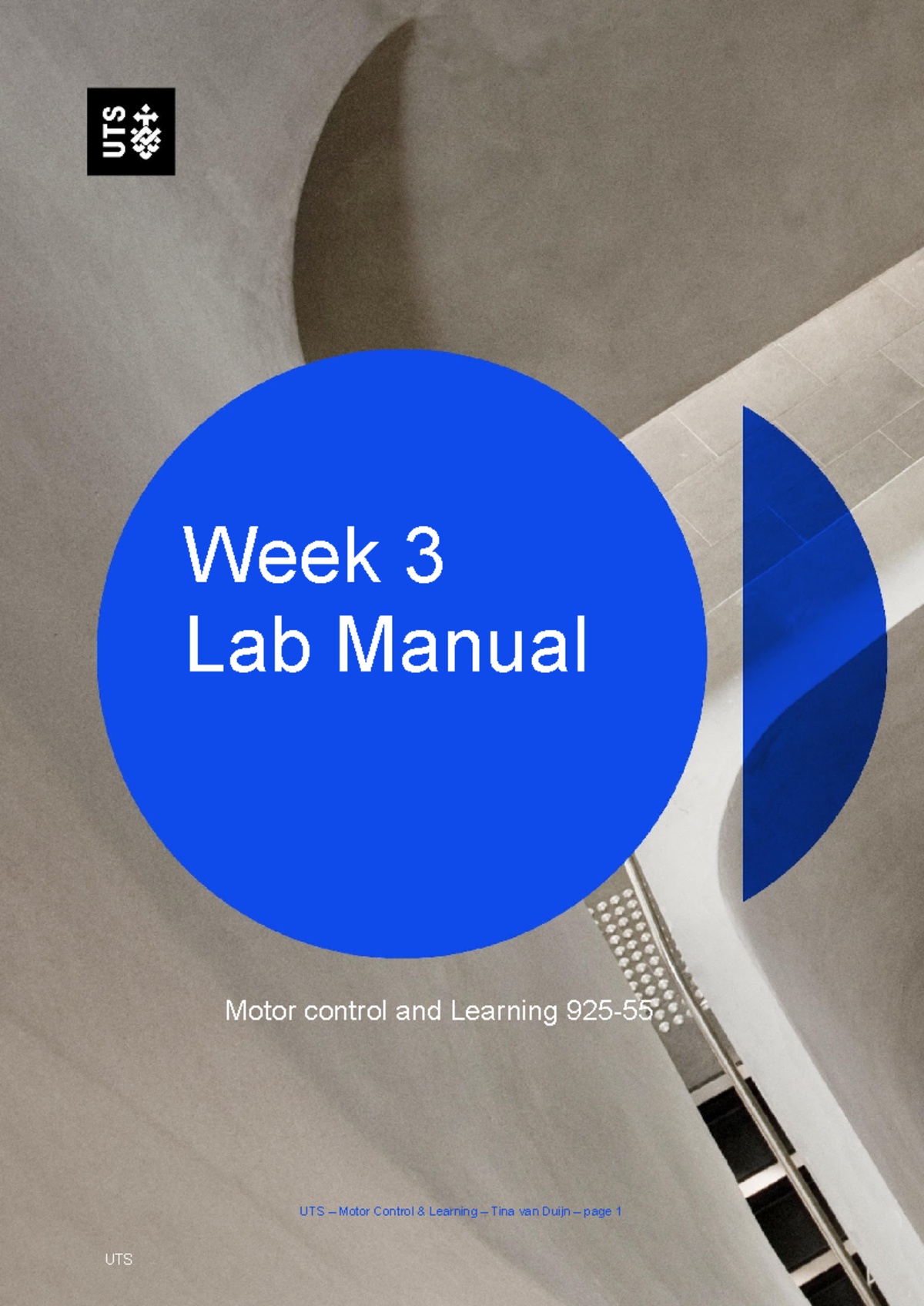 Lab manual w3 student - UTS – Motor Control & Learning – Tina van Duijn ...