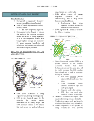BioChemistry Lecture notes binder 1 review and lecture - BACHELOR OF ...