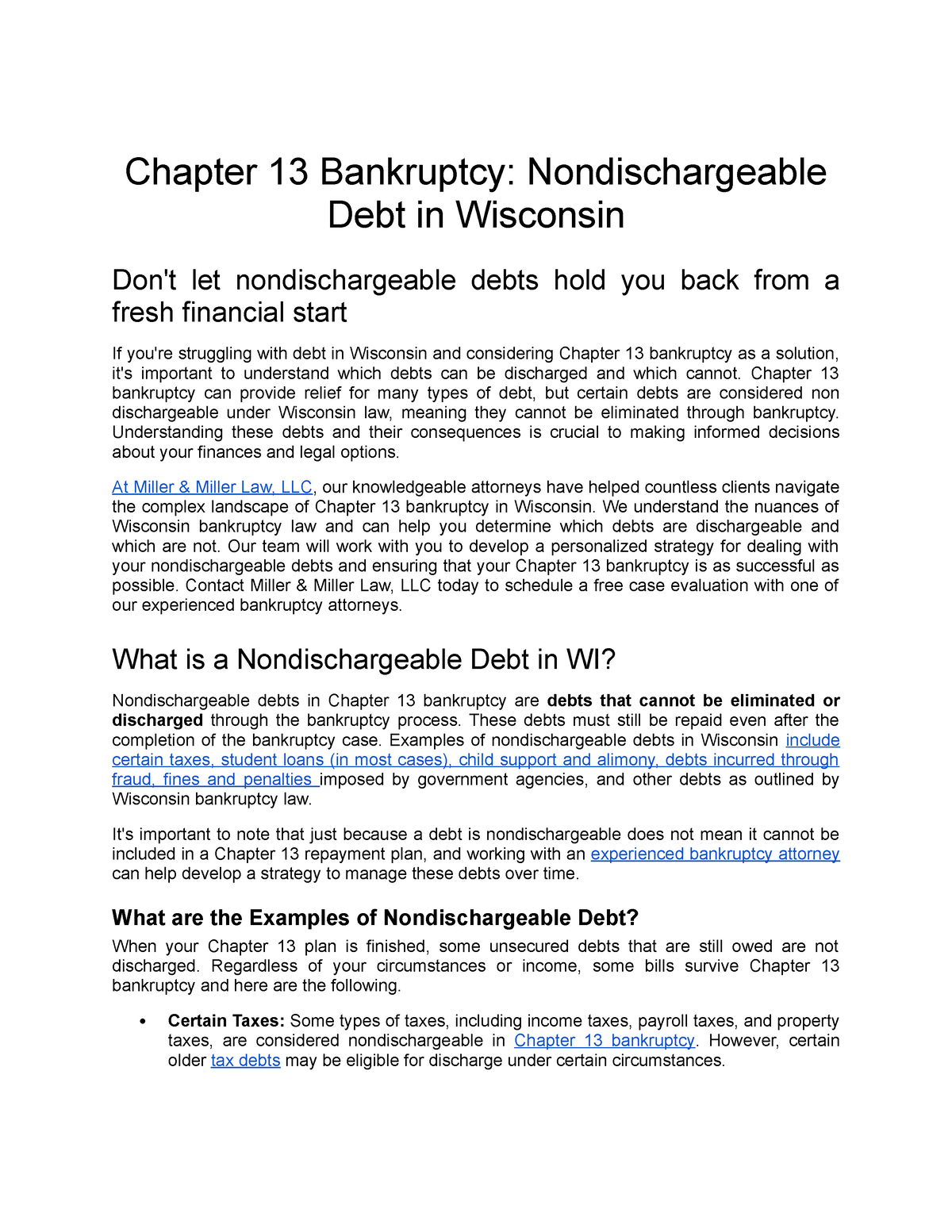 Chapter 13 Bankruptcy - Chapter 13 Bankruptcy: Nondischargeable Debt In ...