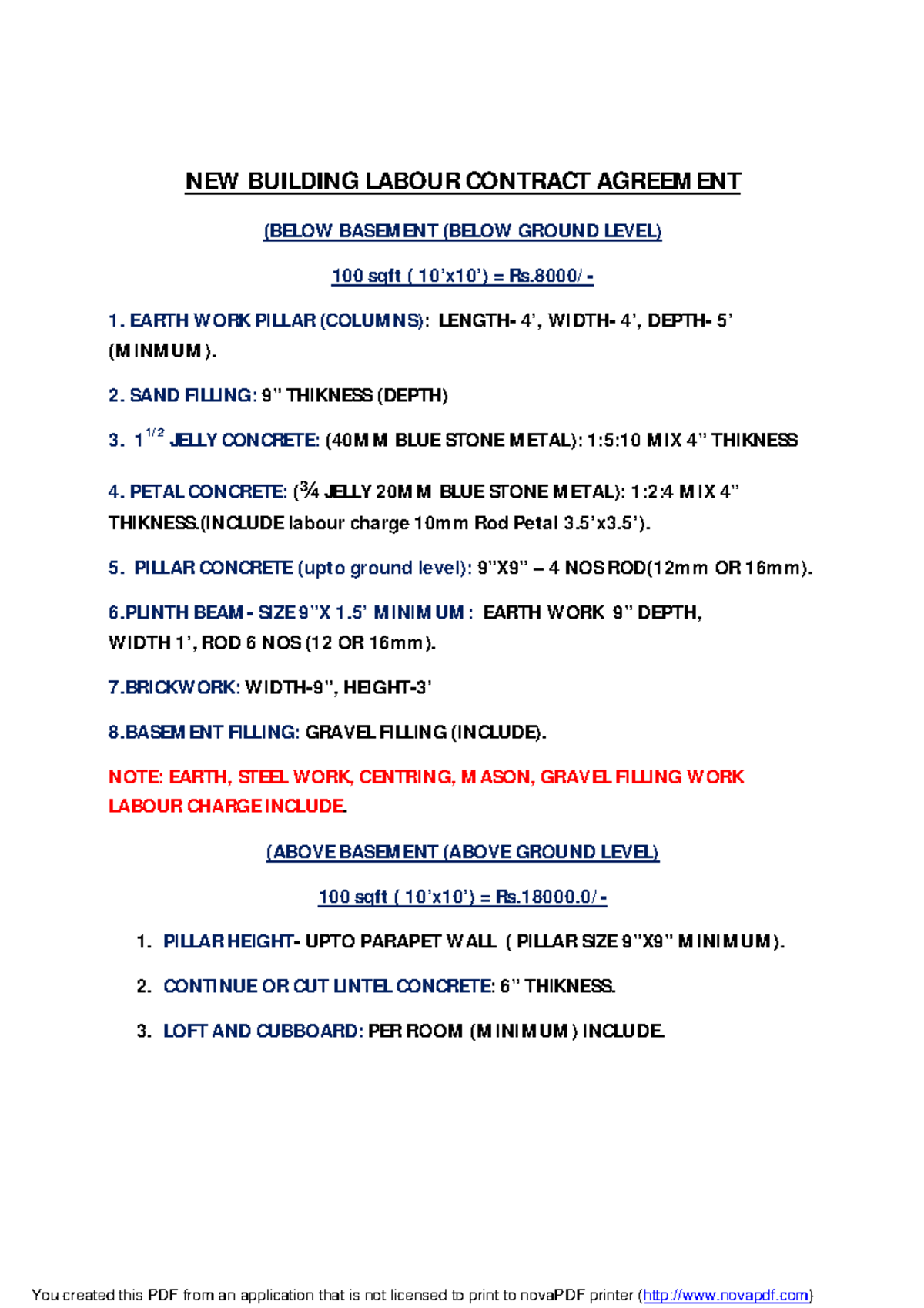 NEW Building Labour Contract - NEW BUILDING LABOUR CONTRACT AGREEMENT ...