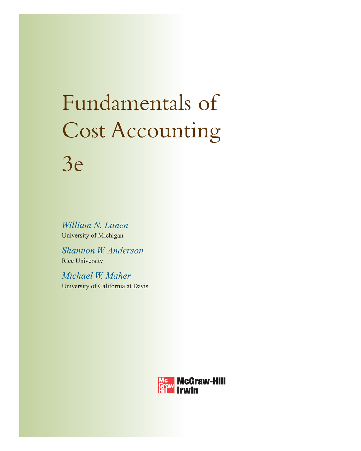 Fundamentals Of Cost Accounting - Fundamentals Of Cost Accounting 3e ...