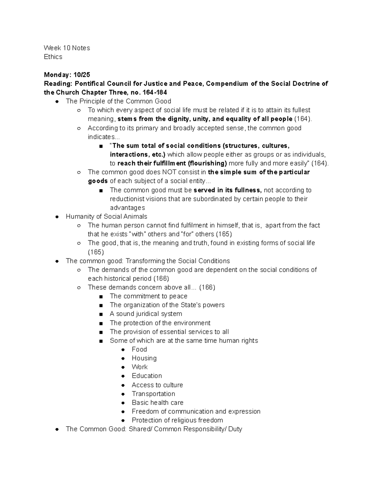 Class Notes Week 10 - Week 10 Notes Ethics Monday: 10/ Reading ...