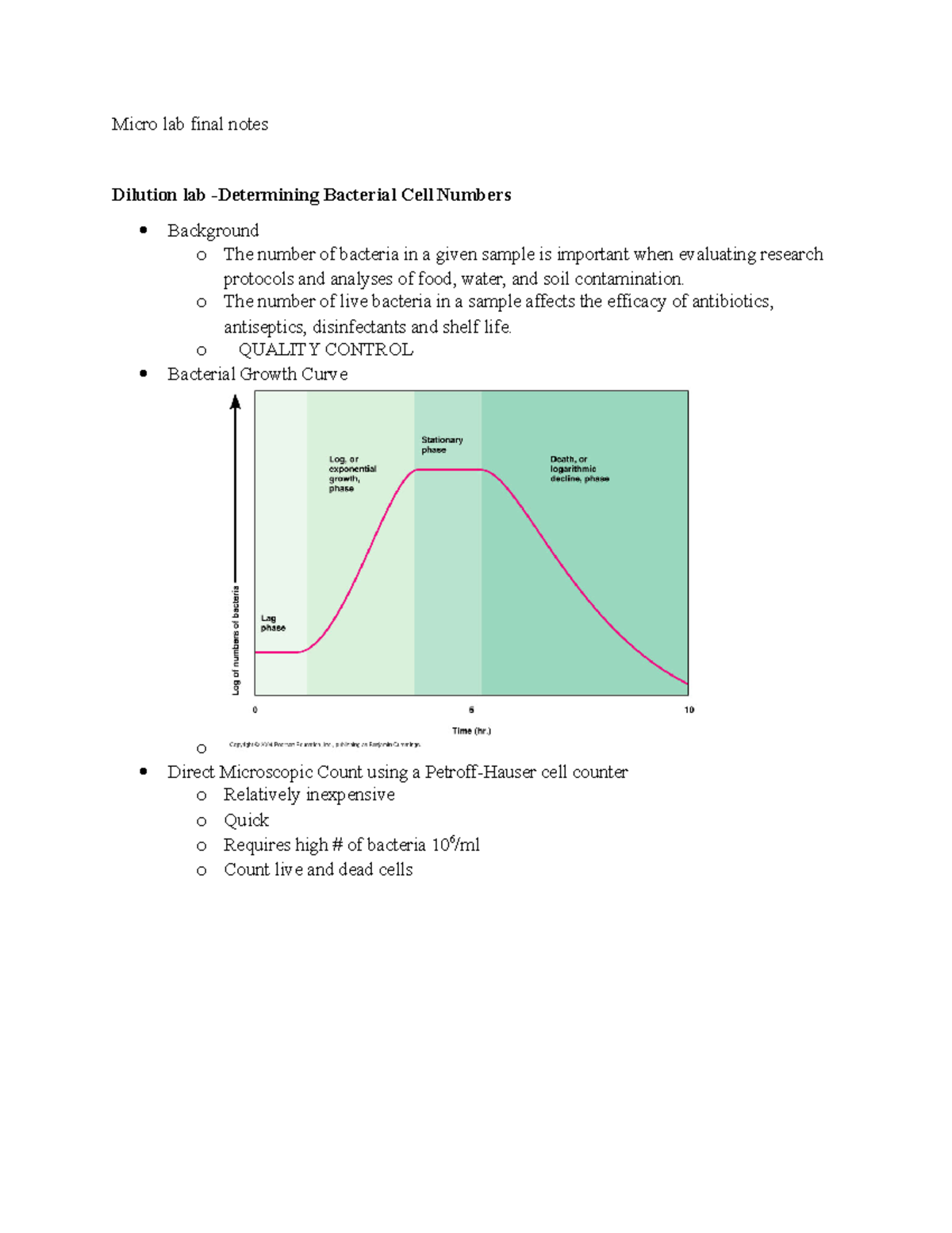 Summary Final Exam Study Guide For Microbiology Lab Micro Lab Final Notes Dilution Lab