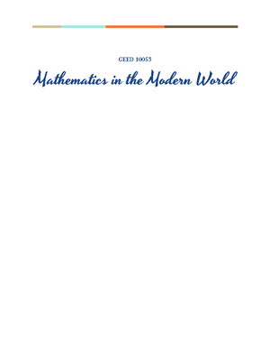 Math 111 Module 4 - Lecture notes - After a thorough discussion of the ...