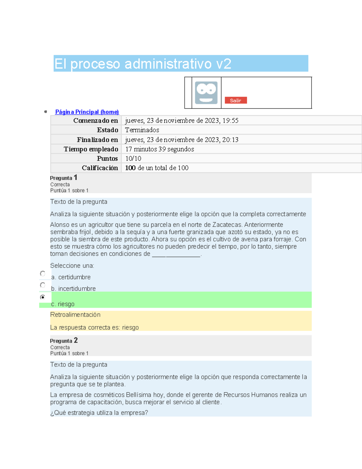 El Proceso Administrativo V Examen El Proceso Administrativo V