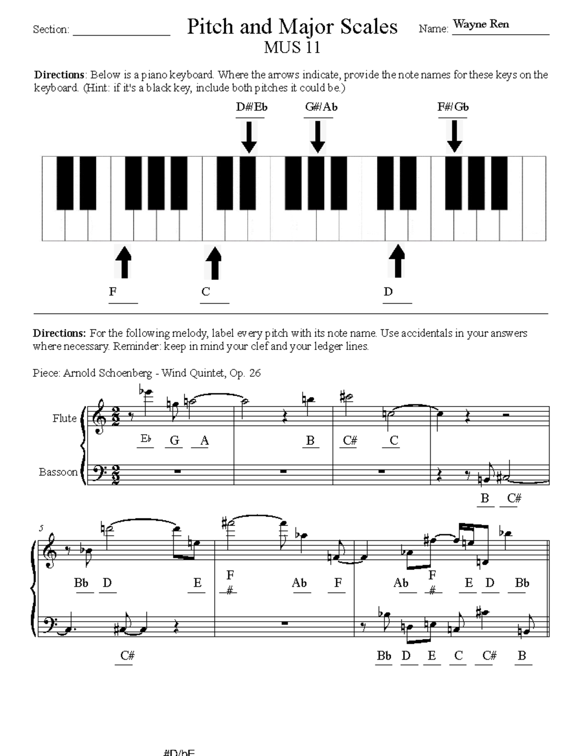 MUS 11 Homework - Pitch and Major Scales - - Studocu