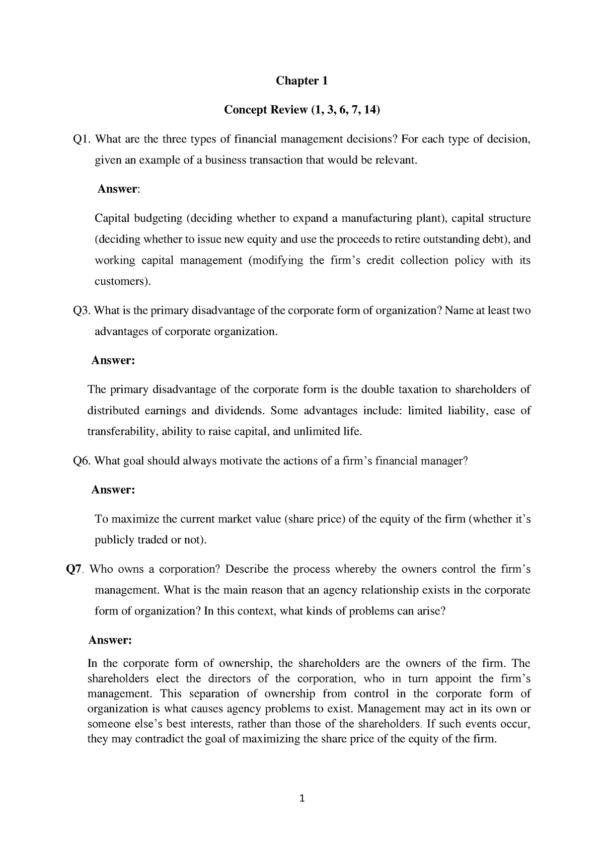 Week2 Tutorial Answer Chap 1 - 1 Chapter 1 Concept Review (1, 3, 6, 7 ...