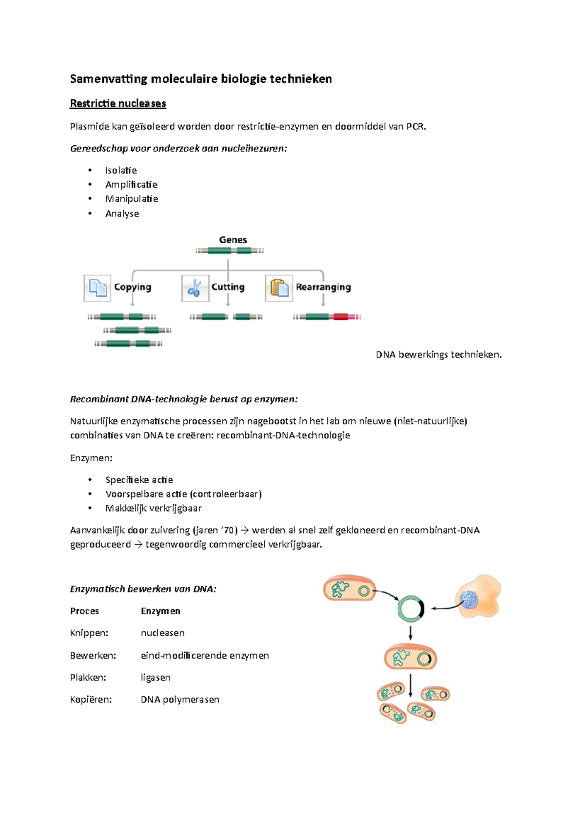 Samenvatting Molbio Technieken - Samenvatting Moleculaire Biologie ...