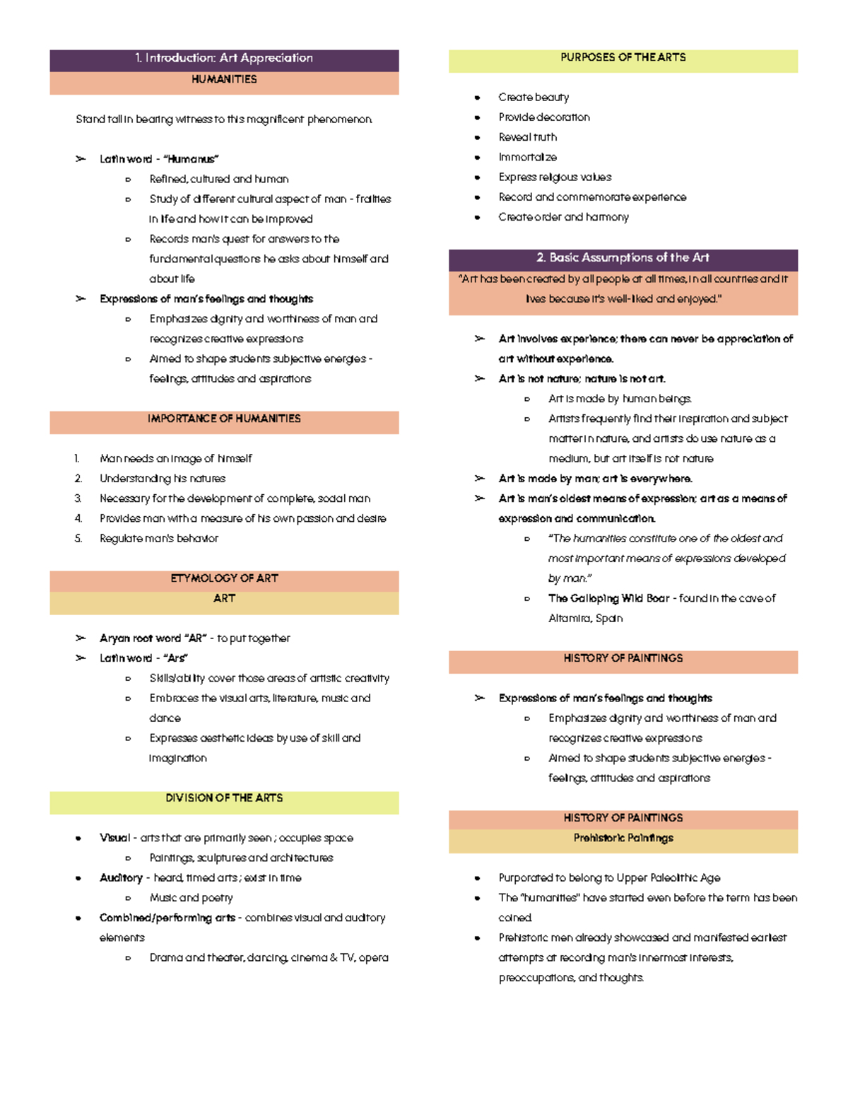 ARTA111 - Prelim Reviewer - 1. Introduction: Art Appreciation ...