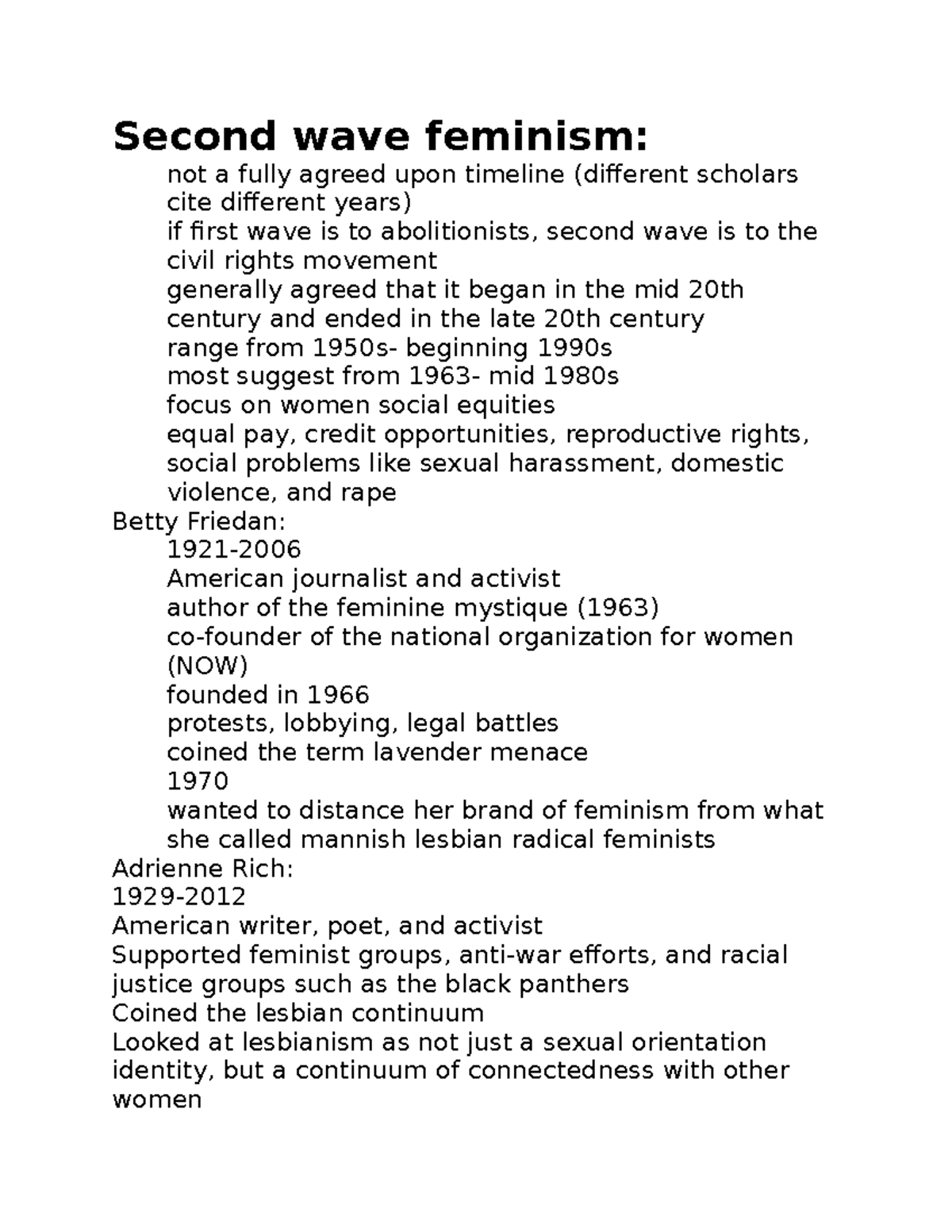 Second wave feminism - Second wave feminism: not a fully agreed upon ...