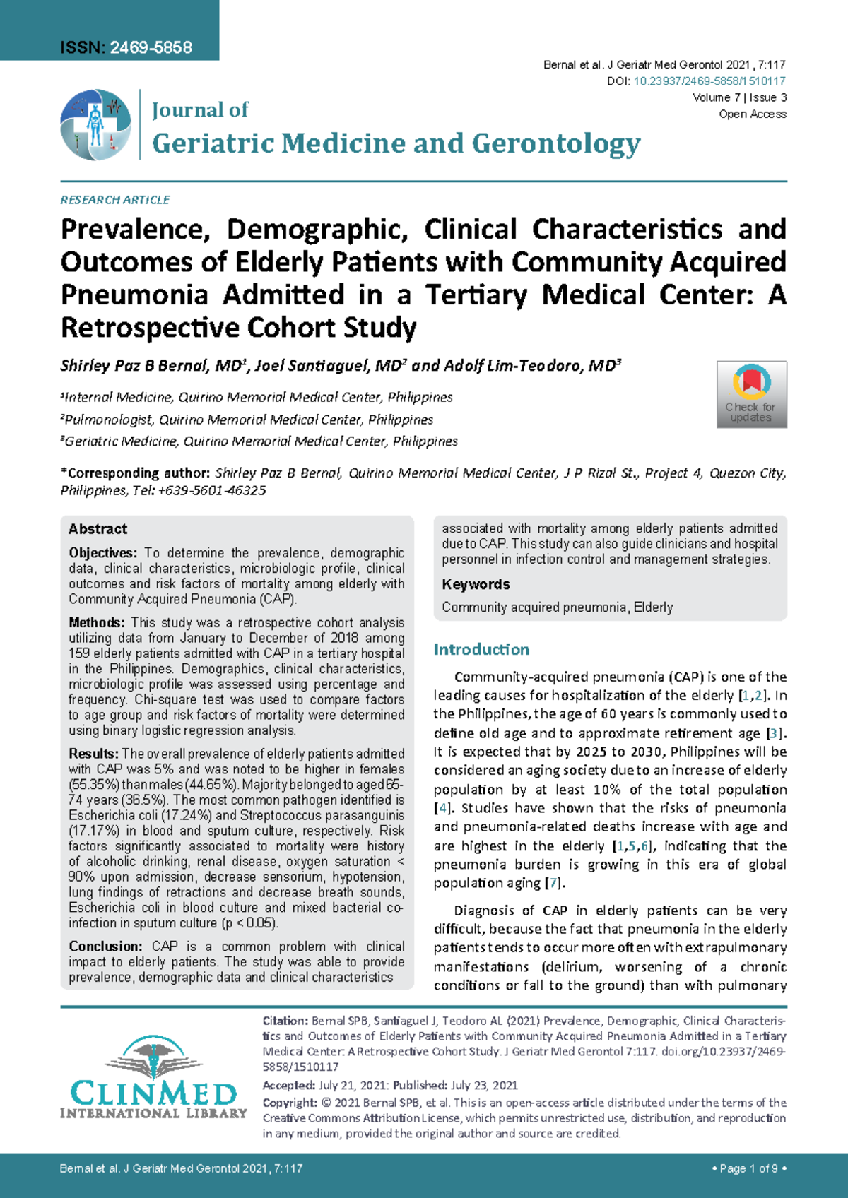 Prevalence, Demographic, Clinical Characteristics and Outcomes of ...