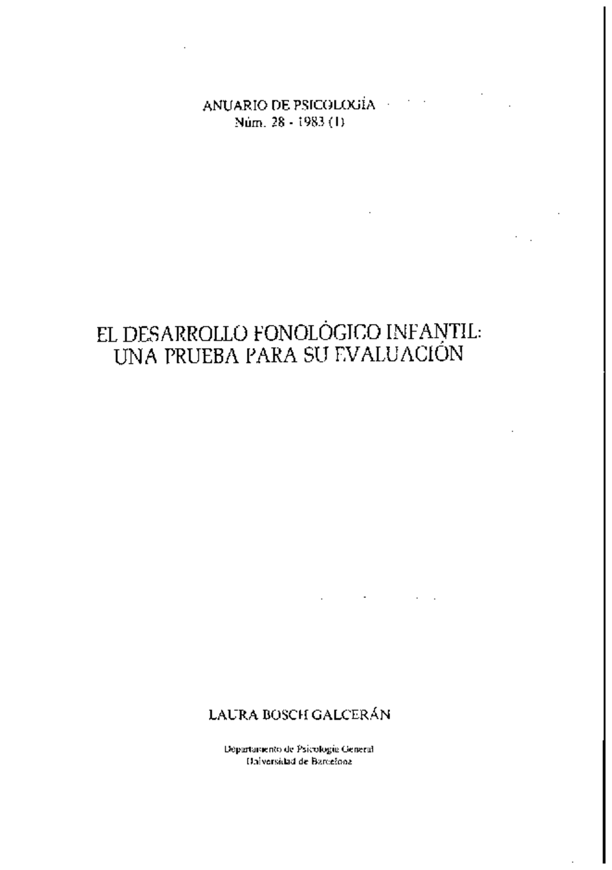 Desarrollo fonológico infantil Laura Bosch - EL DESARROLLO FONOLOGICO ...