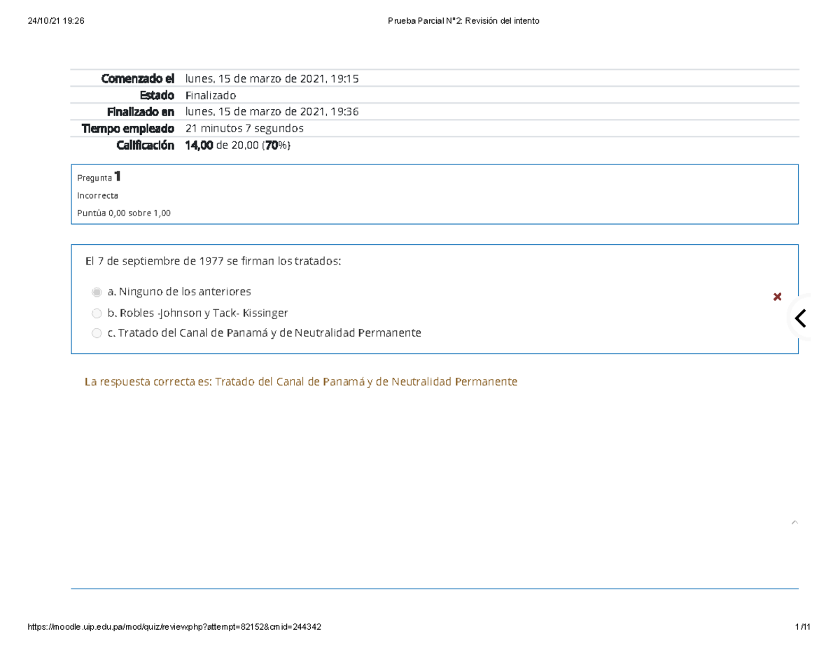 Prueba Parcial N 2 Revisi N Del Intento 11 - Comenzado El Lunes, 15 De ...