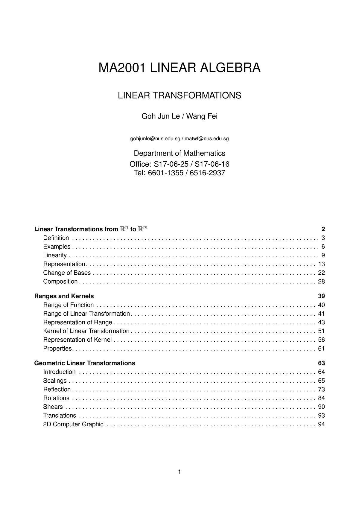 MA2001-Chapter 7 - Tutorial - MA2001 LINEAR ALGEBRA LINEAR ...