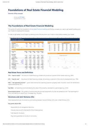 Real Estate Discounted Cash Flow Model Development and Design - Dept ...