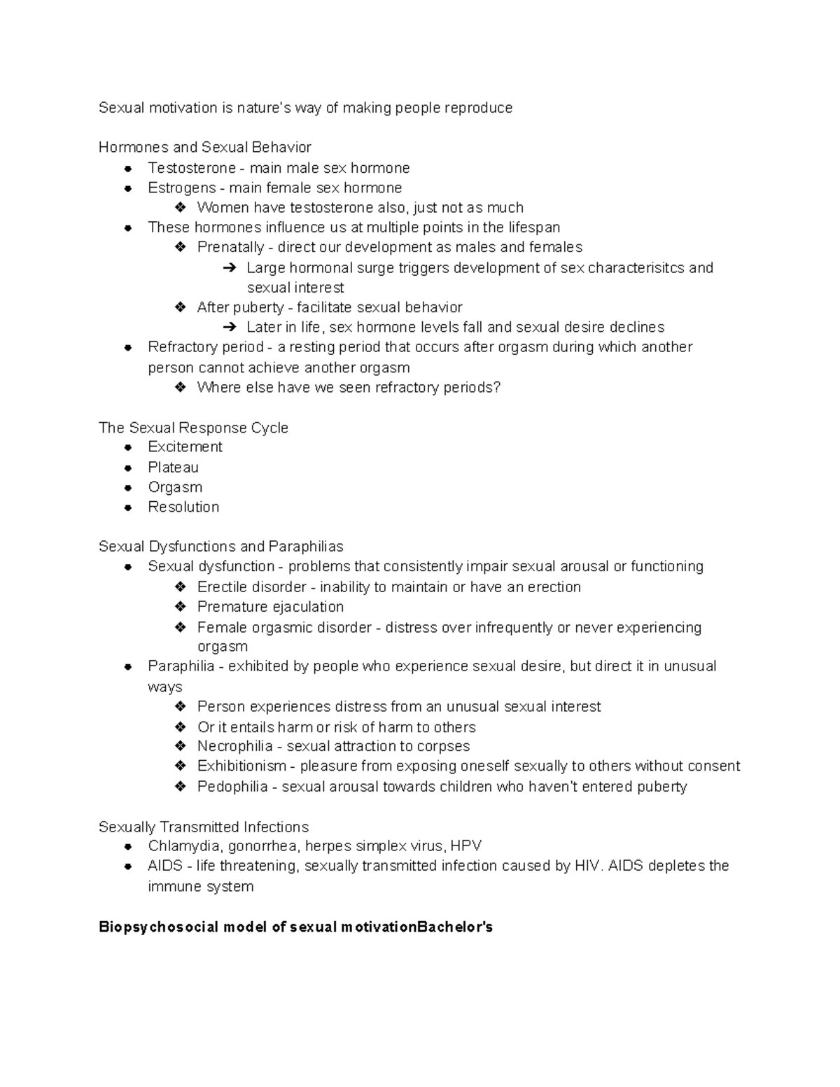 Module 15 - Psych - Lecture notes 26 - Sexual motivation is nature’s ...