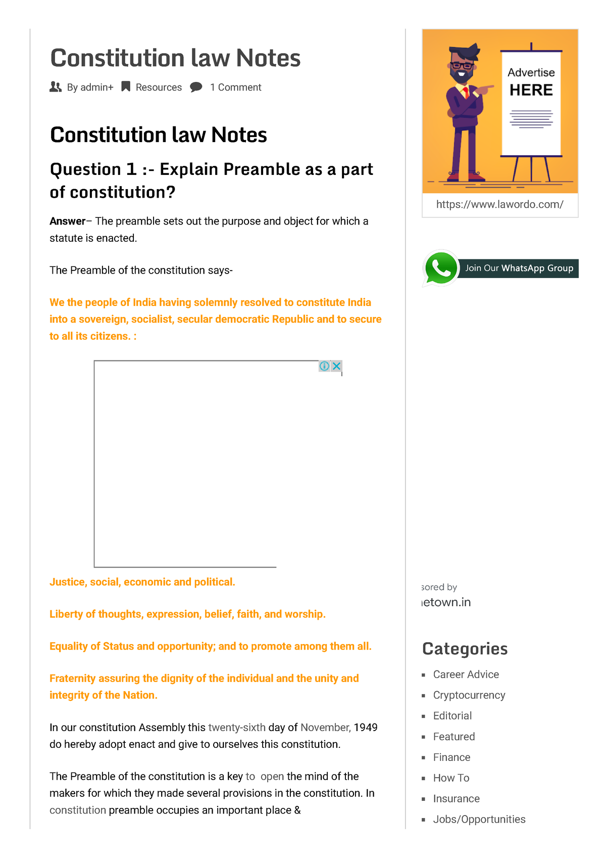 Constitution Law Notes - Constitution Law Notes By Admin+ Resources 1 ...