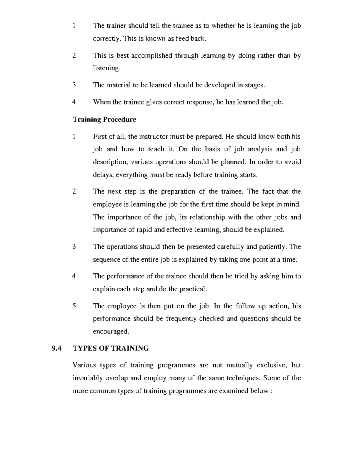 Management Lesson part 3 - 1 The trainer should tell the trainee as to ...
