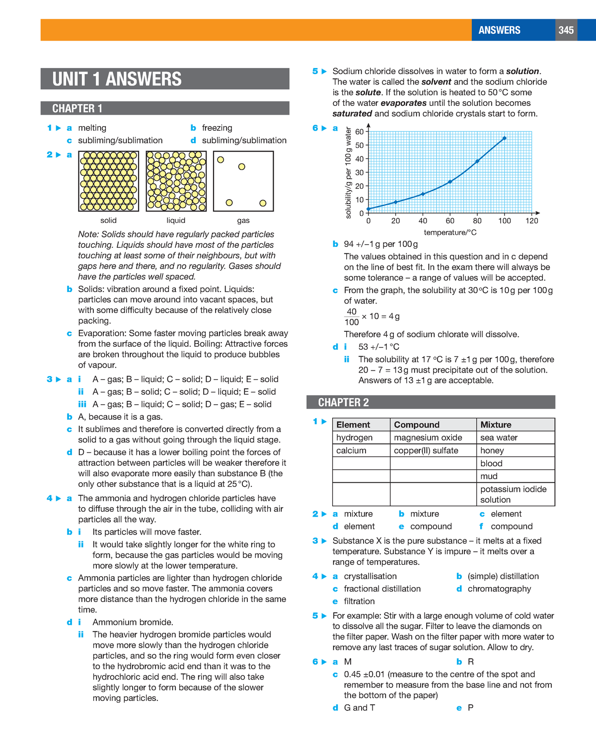 Chemistry Answers 345-374 - UNIT 1 ANSWERS CHAPTER 1 1 A Melting B ...