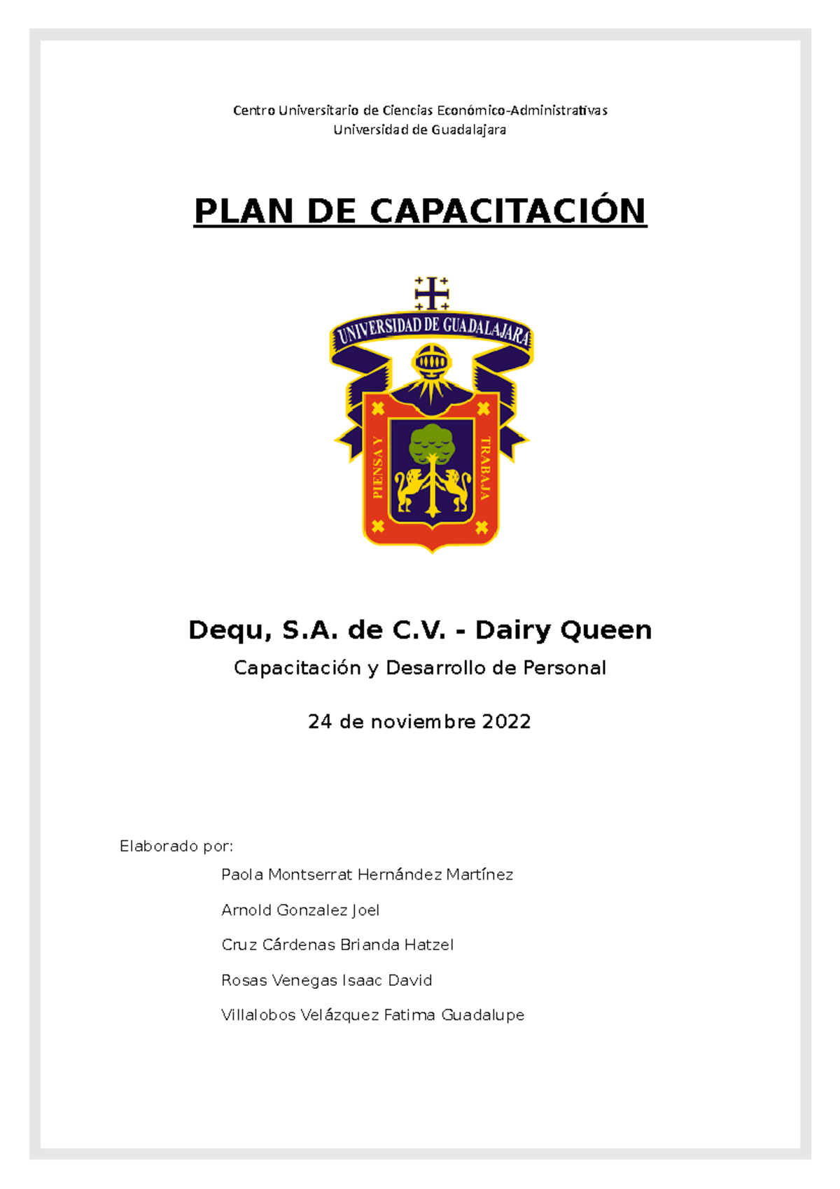 Plan de capacitación - Plan - Centro Universitario de Ciencias ...