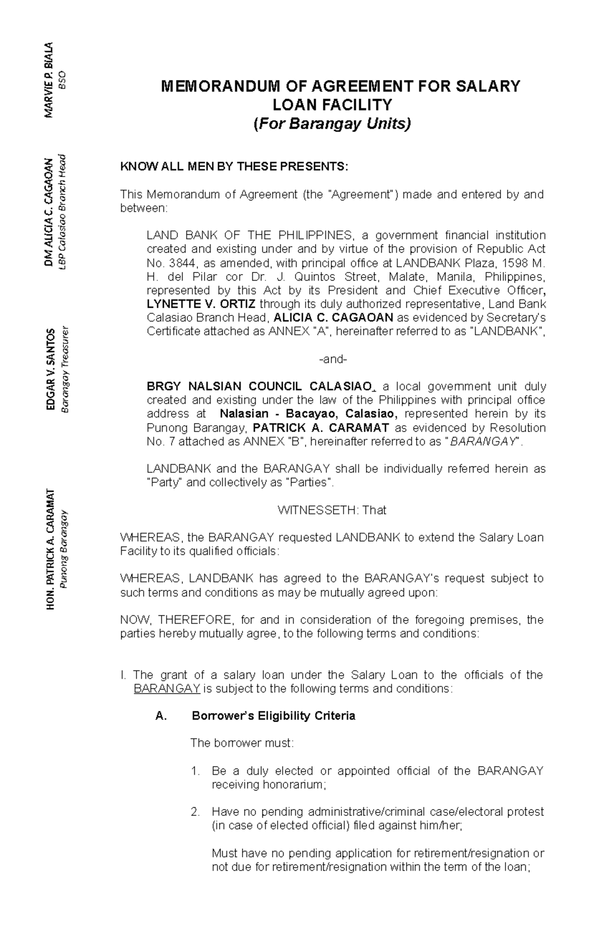 MOA Nalsian Moa MEMORANDUM OF AGREEMENT FOR SALARY LOAN FACILITY 