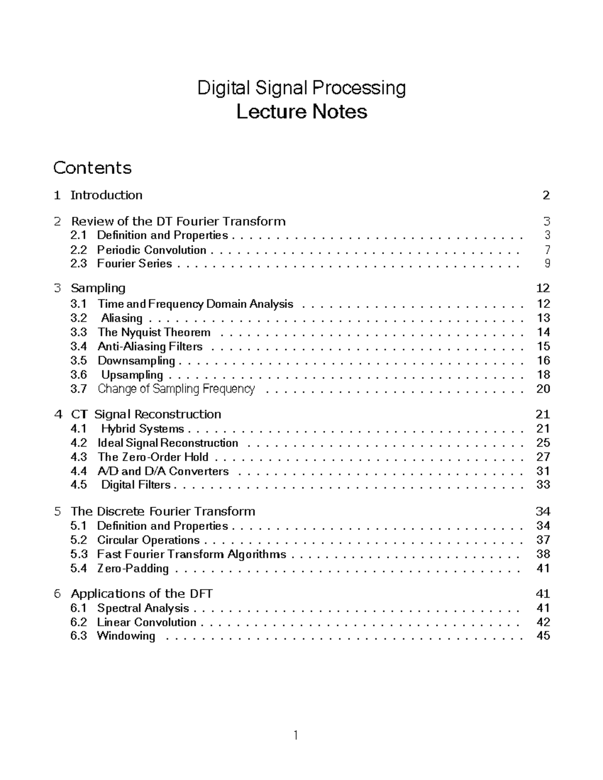 Digal signal procesing lectures notes Digital Signal Processing