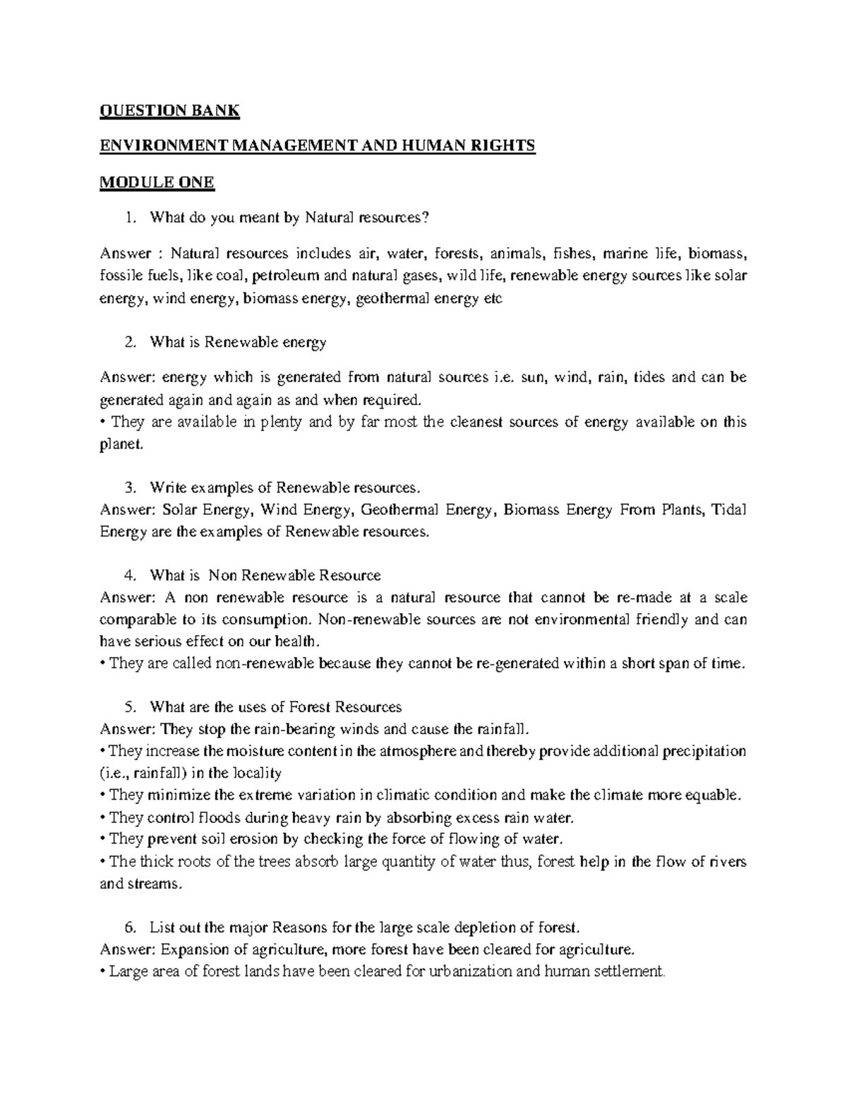 Emhr - Environmental management and human resources - QUESTION BANK ...