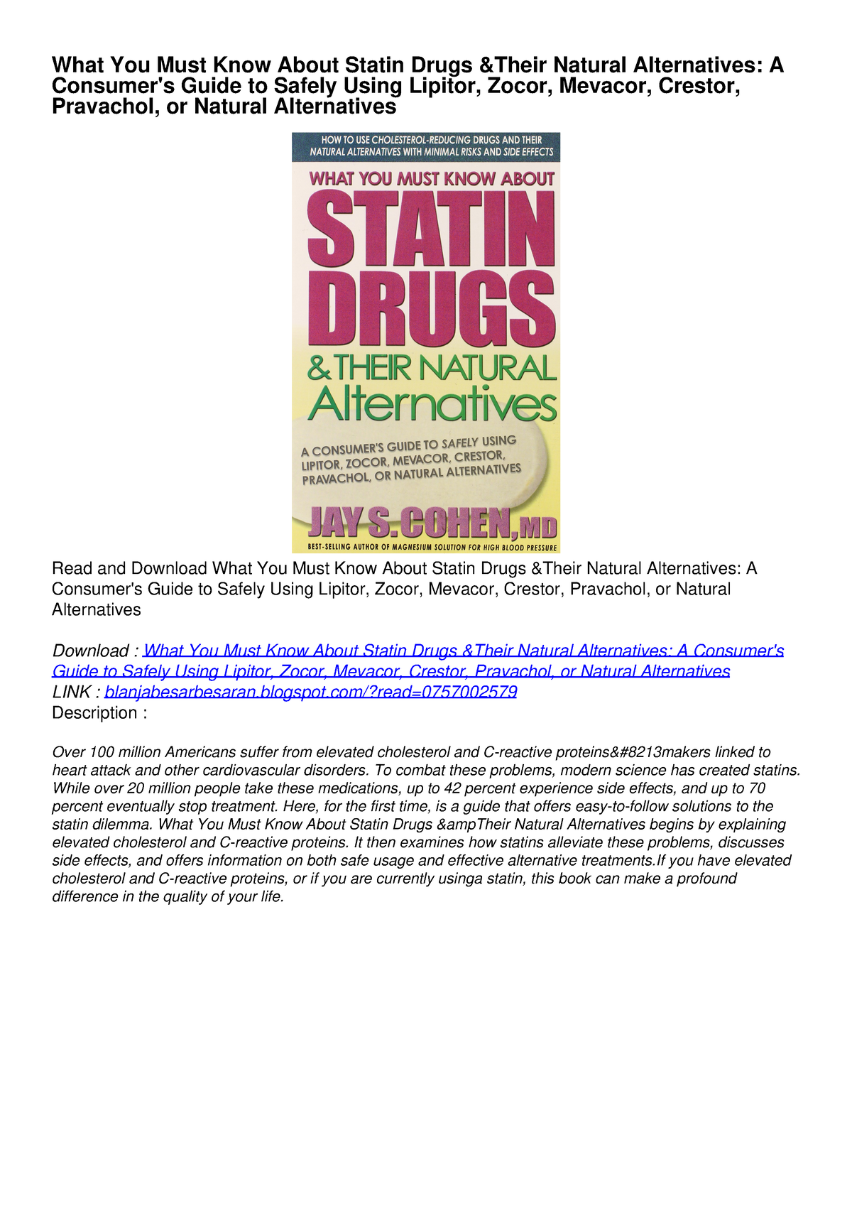 PDF What You Must Know About Statin Drugs Their Natural Alternatives A   Thumb 1200 1698 