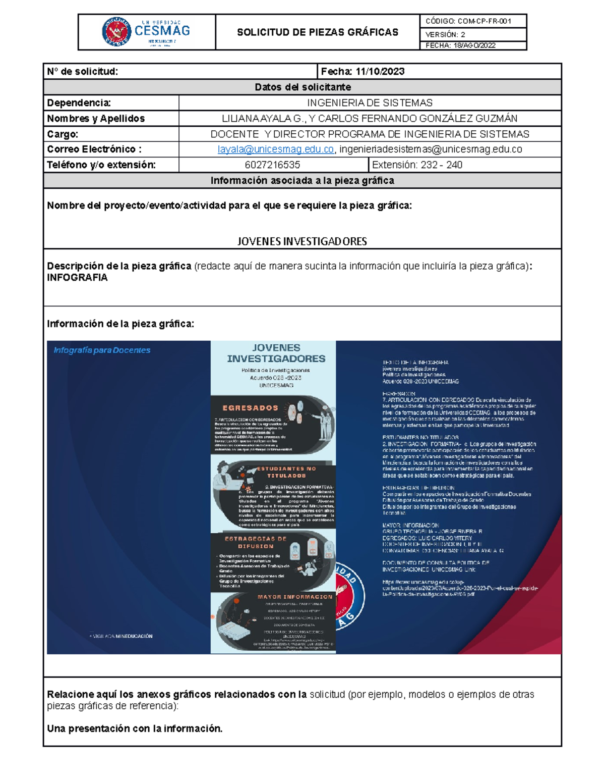 001- Solicitud-DE- Piezas- Graficas-v2 Ingenieria DE Sistemas ...