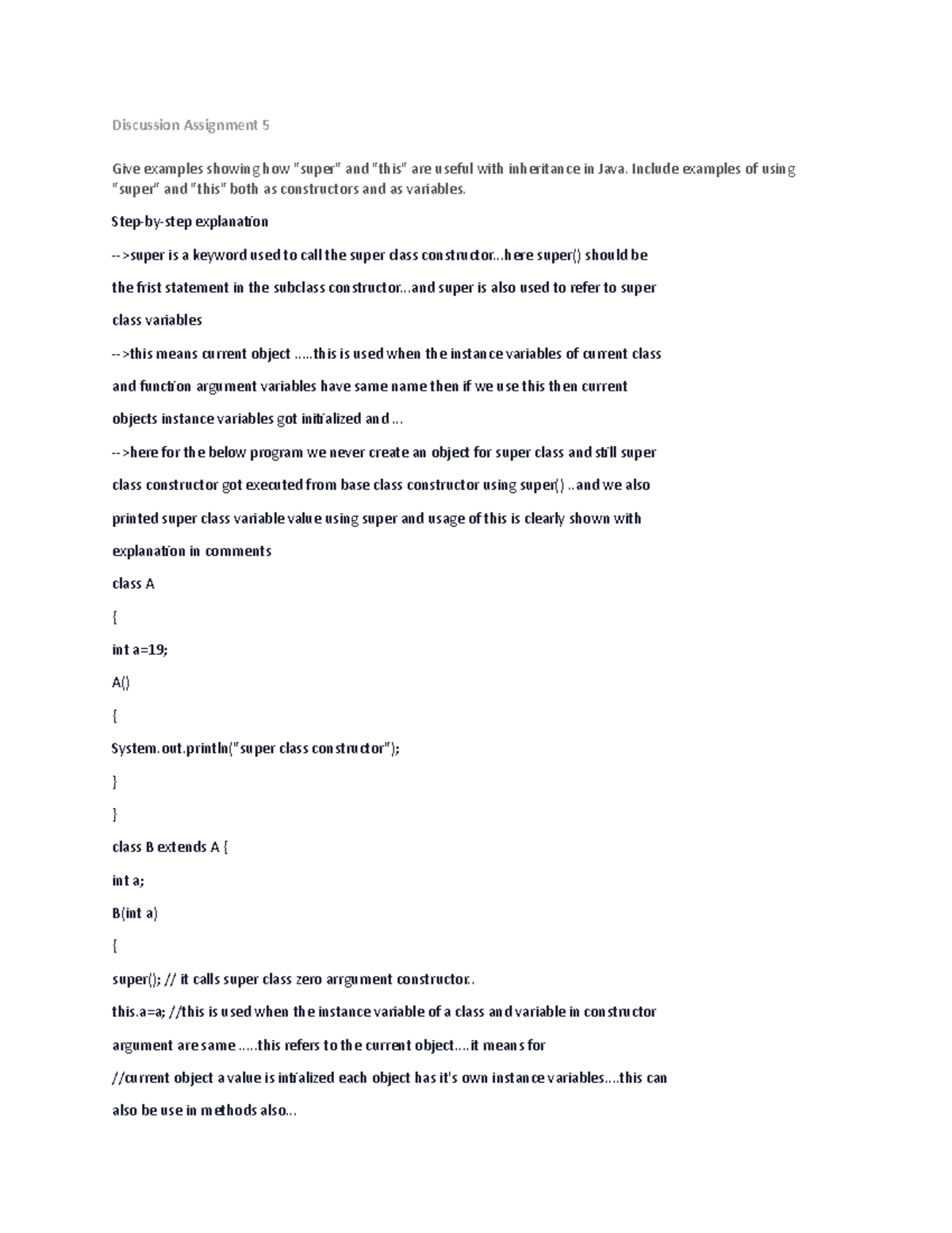 Discussion Assignment 5 CS1102 - Discussion Assignment 5 Give examples ...