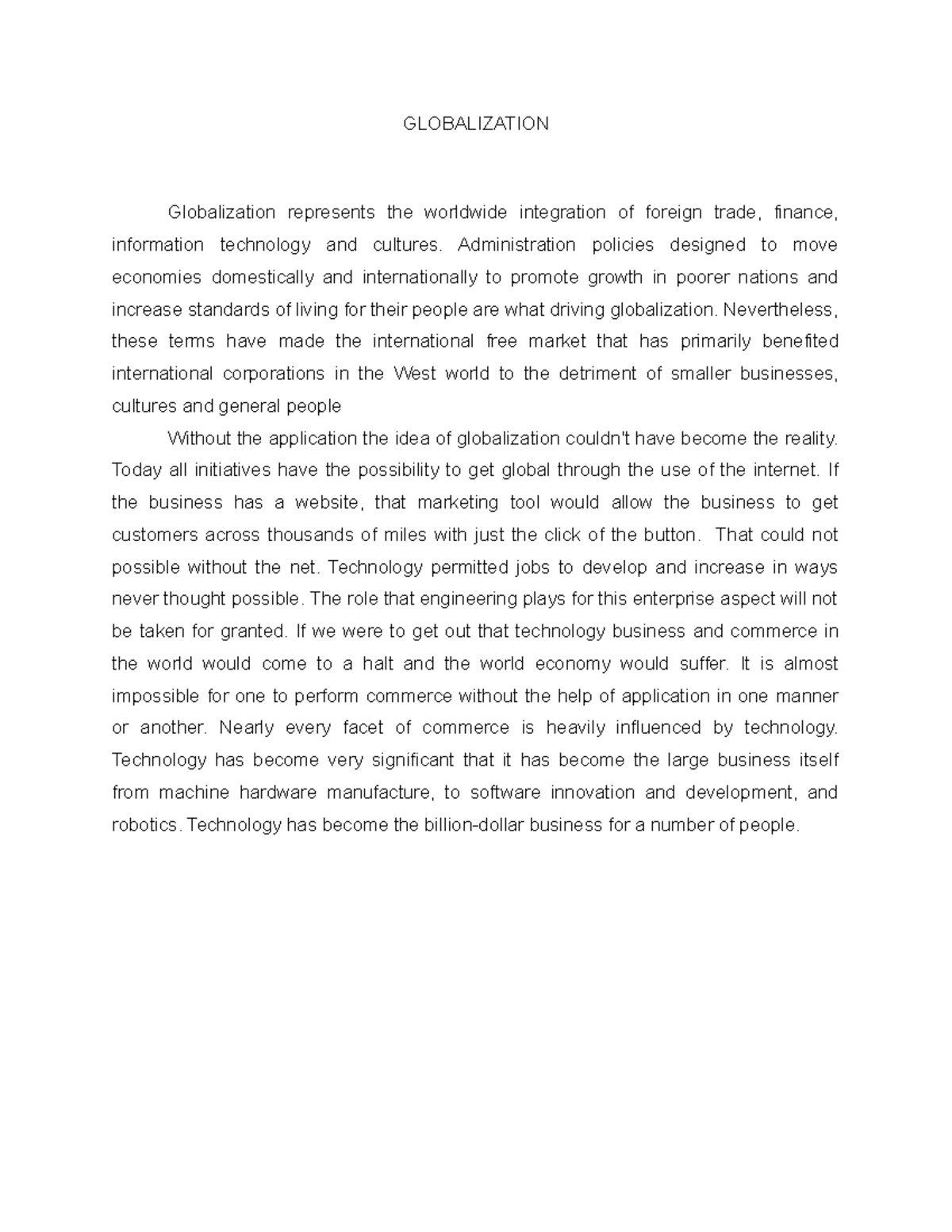 globalization related thesis topics