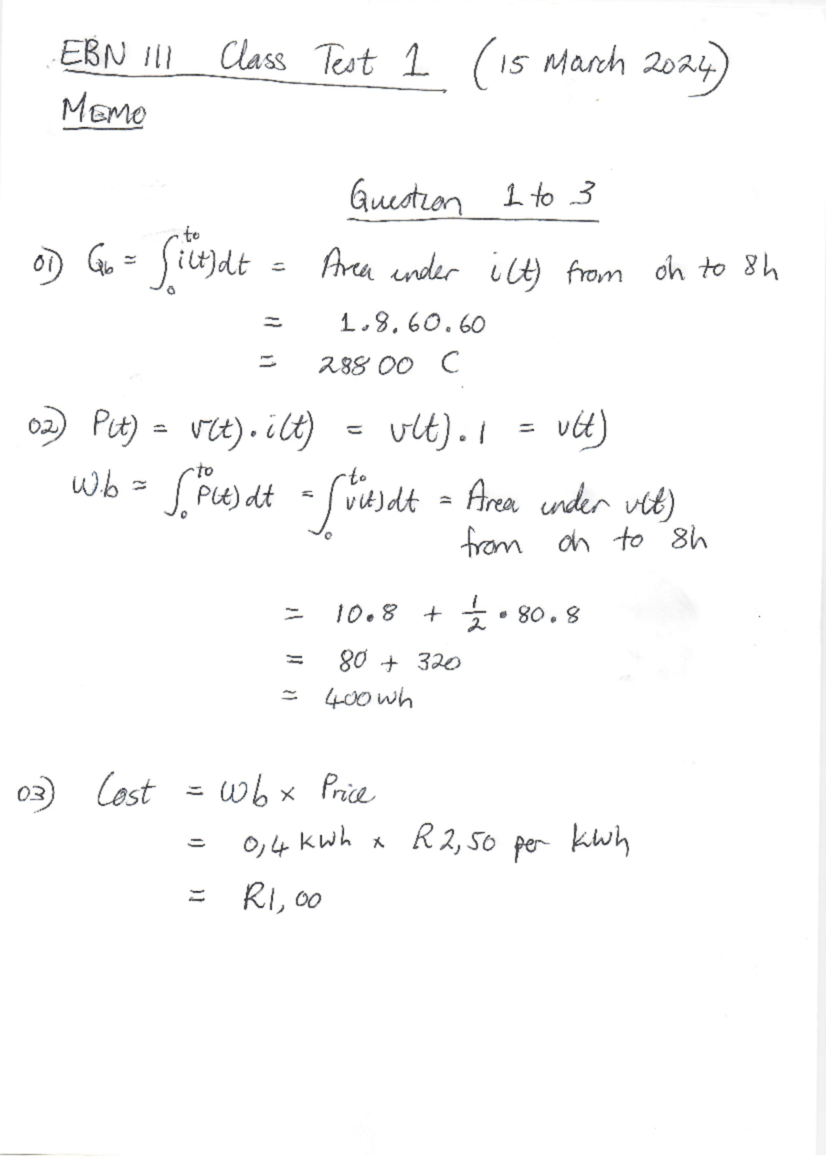 2024EBN111C01 Memo v2 - class test 1 - EBN Class Test 1 ( 15 March 2024 ...