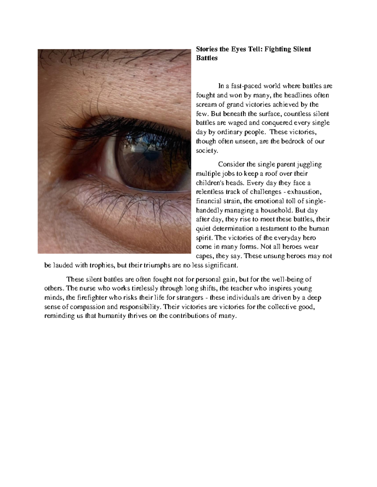 Eucogco editorial essay - Stories the Eyes Tell: Fighting Silent ...