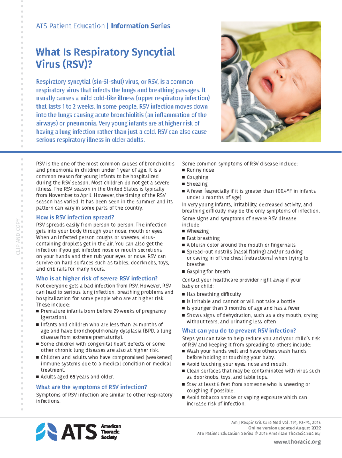 Respiratory syncytial virus rsv - thoracic CLIP AND COPY ATS Patient ...