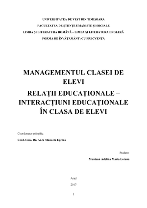 Examen Final Pedagogie Mini Licenta Managementul Clasei De