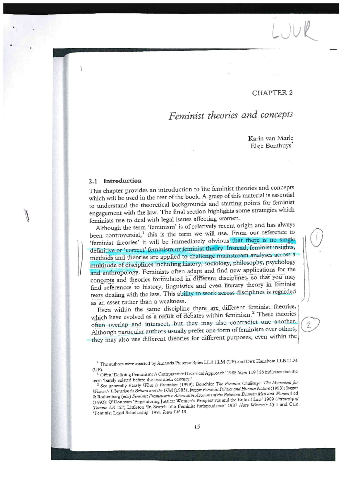 Feminism - course work - LUUR CHAPTER 2 Feminist theories and concepts ...