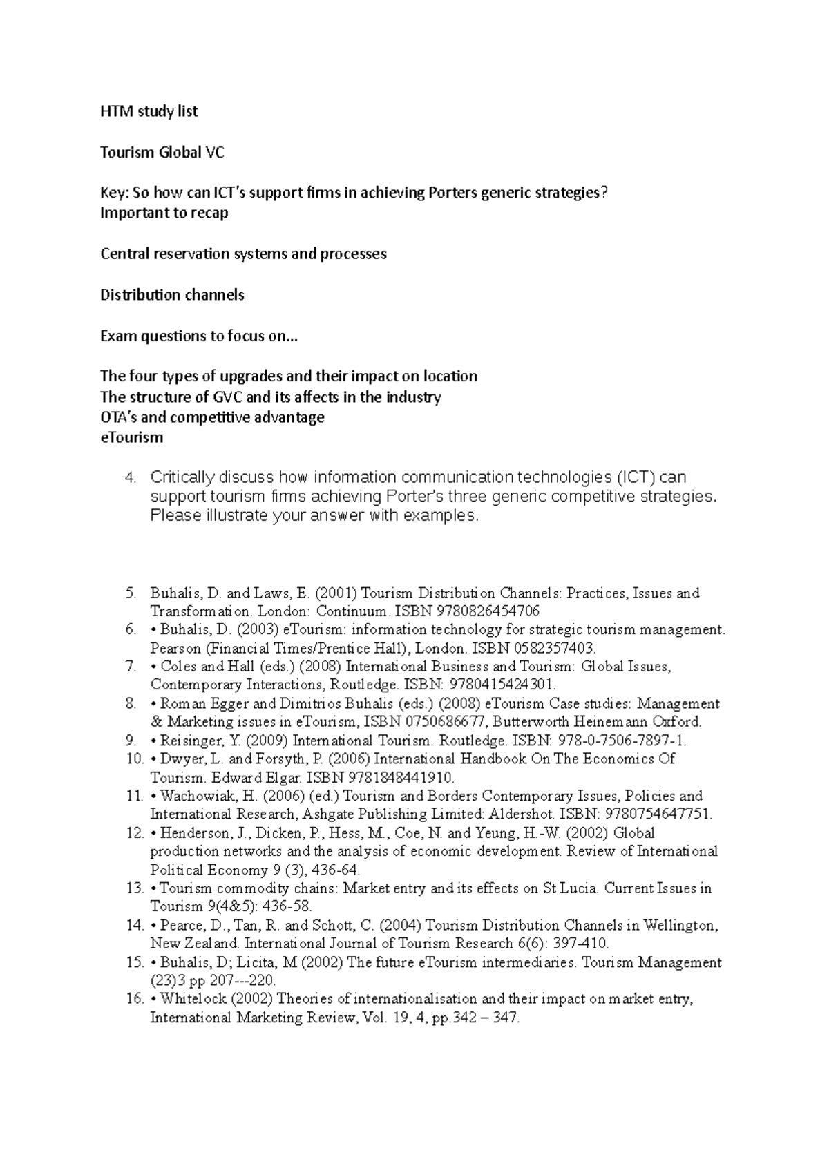 HTM Study List And The Exam Topics HTM Study List Tourism Global VC
