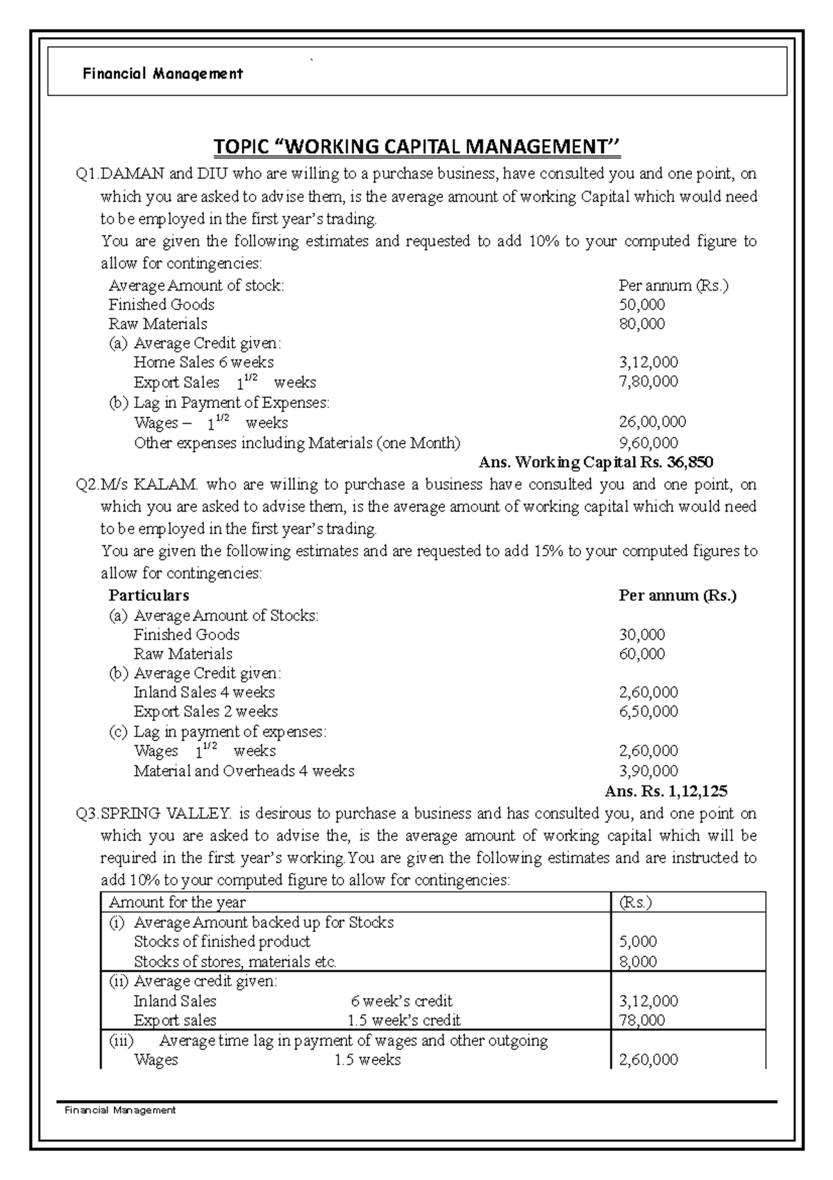 research topics in working capital management