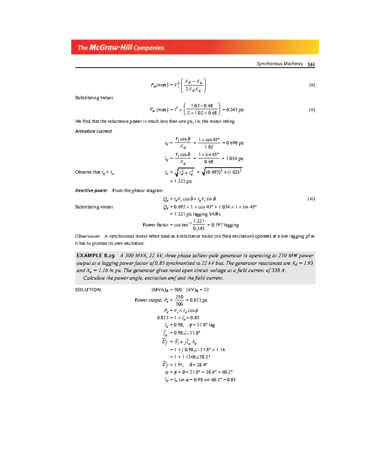 Electric Machines Kothari Nagrath 8 - Synchronous Machines 533 Pm(max ...
