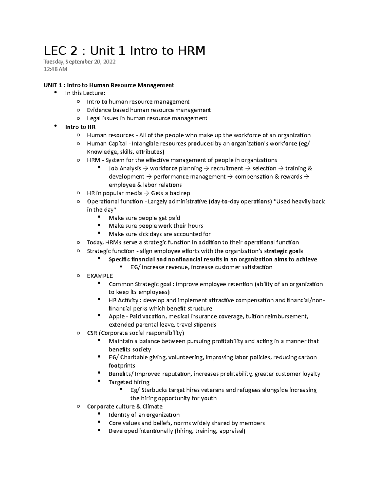 Lec 2 Unit 1 Intro To Hrm Lec 2 Unit 1 Intro To Hrm Tuesday