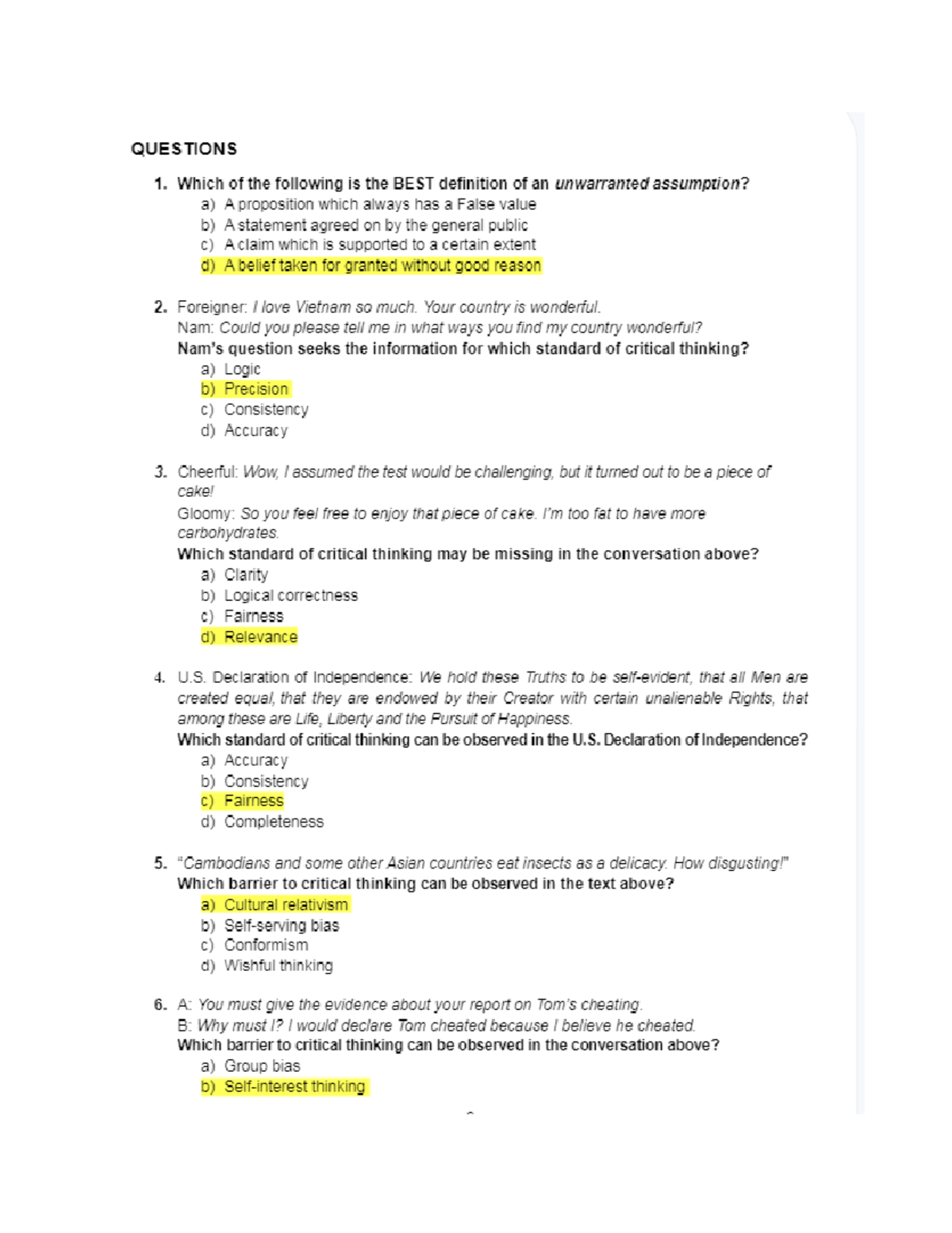 ucl critical thinking sample test