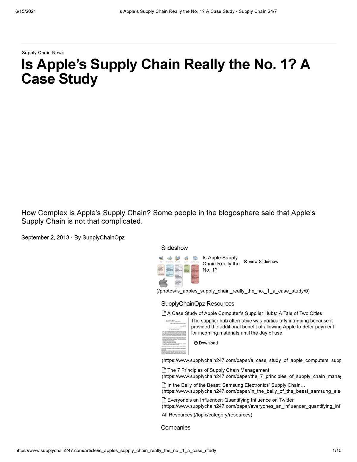 apple supply chain case study interview