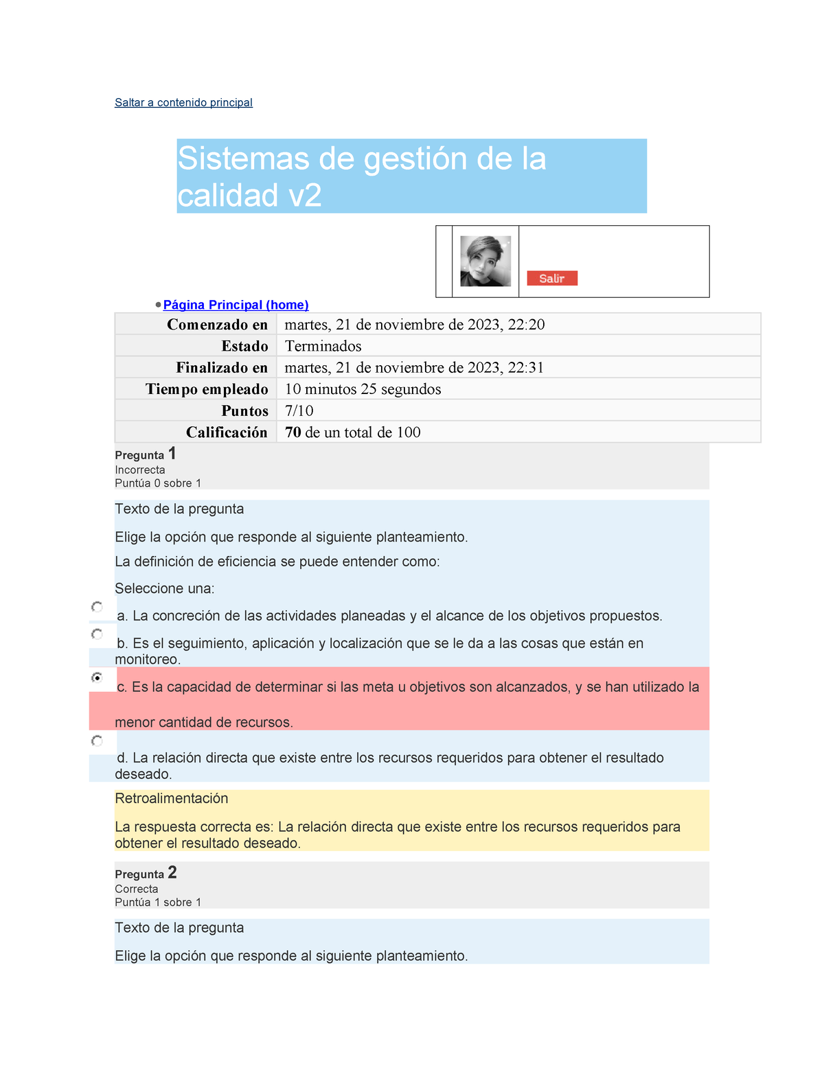 Examen 1 Sistemas De Gestion De Calidad - Saltar A Contenido Principal ...