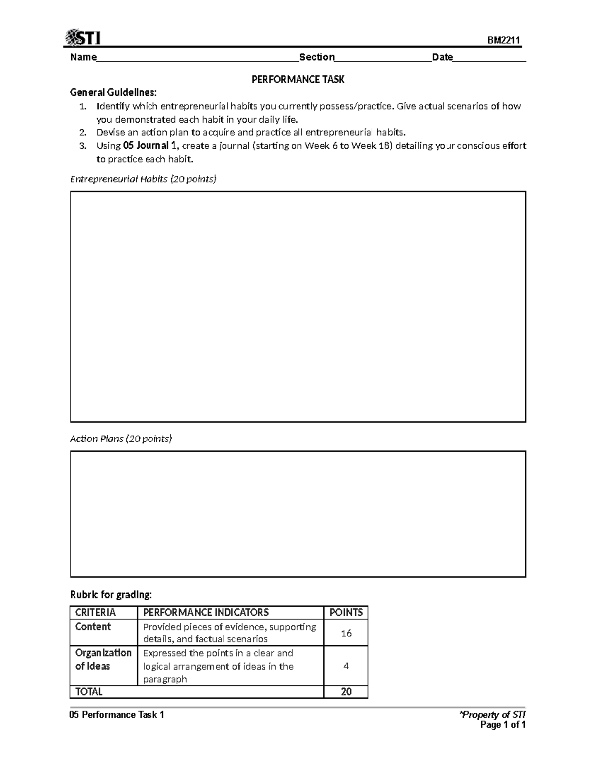 05 Performance Task 1(2) (Auto Recovered) - Name Section Date ...