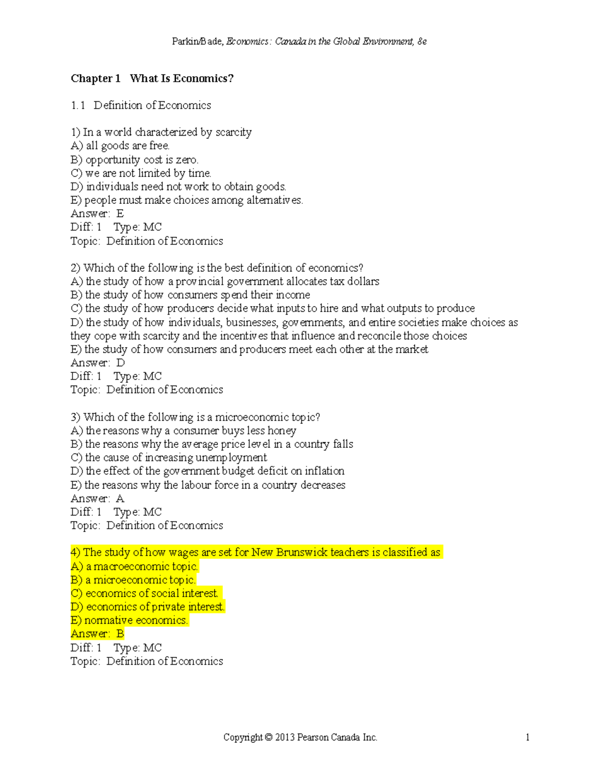 Parkin 8e TIF Ch01 - Practice Test - Chapter 1 What Is Economics? 1 ...